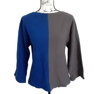 Vintage 1970s John Meyer Wool Sweater Color Block Gray Boat Neck Mid Century